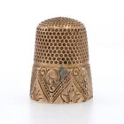 Yellow Gold Victorian Scroll Thimble - 10k Antique Sewing Tool Size 8
