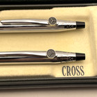Vintage Cross Century Chrome Ballpoint Pen And Mechanical Pencil Set Mercedes