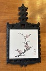 Vintage Hand Painted Japan Fm Pagoda Style Cast Iron   Tile Trivet Plum Branch