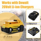 For Dewalt 20v 20 Volt Max Xr Lithium Ion 8 0ah Battery Dcb200-2 Dcb206 Dcb208