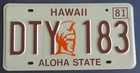 Hawaii Kamehameha - Honolulu   Oahu License Plate 1981