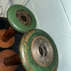 Pair Of Antique Industrial Wooden Textile Mill Thread Sewing Spools Collectable