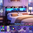 Headboard For King queen full Size Bed With Storage Shelf   Outlets   Rgb Light