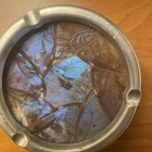 Blue brown Morpho Butterfly Wing Tray Ashtray Trinket Dish 1970s 3 5 