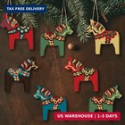 12 Pcs Swedish Dala Horse Christmas Ornaments Wooden vintage Color   Da