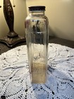 Vintage Ribbed Glass Refrigerator Water Bottle With Red Graphics And Red Lid