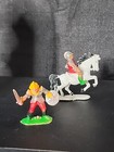 Vtg Lot Blue Box Bbi Hong Kong 45mm Medieval Knights Figures Army Men Horses