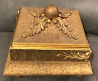 Vtg Roma Italian Handmade Florentine Gold Woodcarved Jewelry trinket Box-8 h-euc