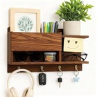 Magnetic Mail And Key Holder For Wall Fridge Wooden Mail Organizer With 4 Key 