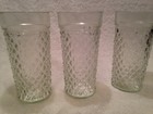Lot 3 Vintage 1950 s Tall Glasses  Kitchen Design  Mid Century  Textured  Juice 