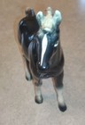 Vintage Porcelain Horse Figurine Black 7  Equestrian Western Ceramic See Desc
