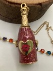Nwt Betsey Johnson Champs Bubbly Champagne Bottle Red Lips Pendant Necklace
