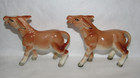 Vintage Chestnut Donkey  Mule Porcelain Handpainted Twin Animal Farm Figurines
