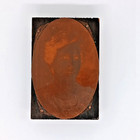 Antique Copper Printing Press Block - Female Portrait 2 In X 3 In Copper On Wood