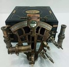 J scott Antique Sextant Nautical Brass Astrolabe Working Marine Vintage Box