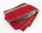 Vintage Hand Woven Large Chimayo Wool Blanket In Red  White   Black 86  X 53 