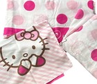 2009 Hello Kitty By Sanrio Twin Bed Sheet 3 Pc Set Pink  Brown Polka Dots Stripe