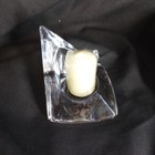Nybro Small Pyramid Crystal Art Glass Votive Candle Holder  Sweden 3 5 Inch Euc