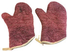 Pampered Chef Set Of 2 Cranberry Red 100  Cotton Terry Cloth Oven Mitts 1329