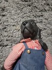 Black Winner  Dog 14  Doll Cloth Body W ceramic Head   Paws  Clothes V066