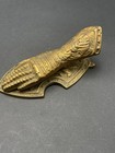 Vintage Brass Knight Gauntlet Letter Clip Medieval Hand Paperweight Desk Korea