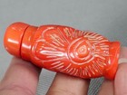 Chinese Petal Carved Red Coral Jade Stone Snuff Bottle