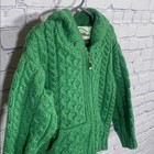 Aran Crafts Kids Cable Knit Wool Full Zip Hooded Sweater Green 4-5 Yr  Ireland