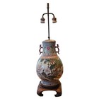 Chinese Antique Famile Rose Porcelain Vase Lamp Late Qing Early Republic Period