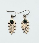 Southwestern Leaf Shaped Sterling Silver Turquoise Stone Dangle Drop Earrings