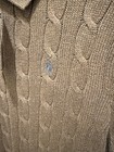 Nwt Polo Ralph Lauren Brown Cotton Cable Knit Polo-collar Short Sleeve Sweater
