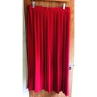 Vintage Red Pleated Midi Skirt Usa Made Elastic Waist Accordion Pleated