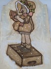 Vintage Hand Painted Christmas Primitive Folk Art Wooden Sled W  Singing Caroler