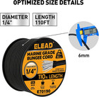 Heavy Duty Bungee Cord Roll  1 4  X 110ft Marine Grade Outdoor Bungee Cords  Bla