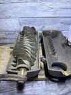 Antique Primitive Cast Iron Meat Grinder Hand Crank Wood Bench Board Mounted