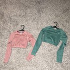 Gymshark Women   s Cropped Long Sleeve Crew Neck Stretch Tops Lot 2 Size S