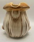 Vintage Ceramic Mushroom Handle Creamer Foliage Orange Brown Retro Wood Grain