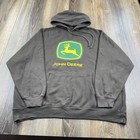 Vintage John Deere Hoodie Mens Xxl Brown Sweatshirt Farm Tractor Logo Sweater