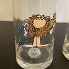 Set Of 3 B c  Ice Age Comic 1981 Arby s Collectors Glasses Caveman Cavewoman Vtg