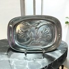 Wilton Armetale Vtg Rare Floral Motif Handcrafted Pewter Cooking Tray Bowl 9   x7   