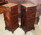 Pair Of French Antique Louis Xv Rosewood Nightstands W  Marble Tops