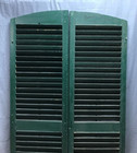 Pair Antique Arch Top 18x70 Wood Louvered House Shutters Shabby Green 1873-22b