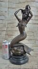Original Art Nouveau Nude Bronze Marble Mermaid Statue Sculpture Marble Figurine