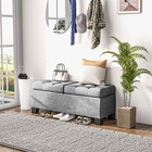 46  Storage Ottoman Bench  Upholstered End Of Bed Bench With Steel Frame