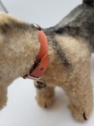 Stuffed Mohair Dog Airdale Terrier Tan Black 8    Bell Collar Vintage Made Japan