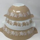 Set Of 3 Pyrex Mixing Bowls Sandalwood Ivy Tan White Cinderella Tab 442 443 444