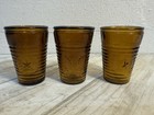 Vintage Amber Glass Shot Glasses Eagle Star Design Made In Taiwan Set Of 3