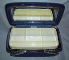 Vintage Samsonite Train Case Concord Blue Hard Shell With Mirror  Tray   Key