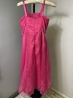 Iefiel Girls Fuchsia Pink Rhinestone Organza Flower Dress Size 10