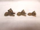 Vintage X 3 Graduating Size Lying Down Brass Collie Dogs 