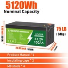 New 48v 100ah Lifepo4 Lithium Battery Built-in Bms Deep Cycle For Rv Golf Cart